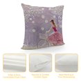 thumbnail image 4 of Cartoon Throw Pillow Cushion Cover, Girl Riding Bike Windy Weather in The Garden with Grass Artwork, Decorative Square Accent Pillow Case, Lavender Apple Green White, 4 of 5