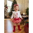 thumbnail image 5 of Loicainy Infant Baby Girl Christmas Outfit 3 6 9 12 18 Months Letters Romper with Plaid Shorts Headband Socks Clothes Set, 5 of 9