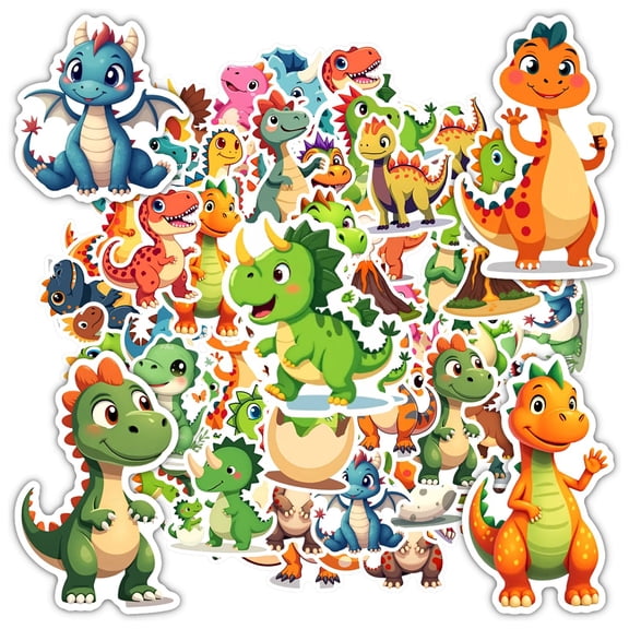 35pcs-50pcs Colorful Dinosaur Stickers Cartoon Kids Stickers Stationery Stickers for Laptops Suitcase Notebook