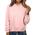 thumbnail image 2 of Women's Crew Neck Long Sleeve Sweatshirt, Casual Solid Color Loose Pullover Top, Soft Relaxed Fit Basic Sweater for Daily Wear 17-Pink XXL, 2 of 5