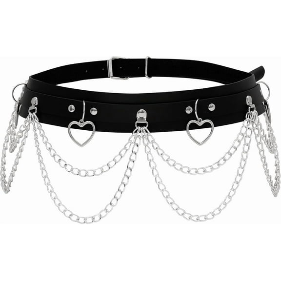 Heart Black PU leather Belt, Emo Punk Grunge Goth Belt, Gothic Punk Accessories