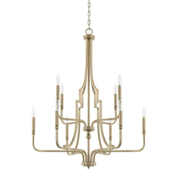 2-Tier Chandelier 10 Light Aged Brass Steel In Transitional Style 30 High By 38.25 Wide     -Traditional Installation Capital Lighting 419391Ad