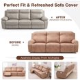 thumbnail image 4 of SHANNA Faux Leather Recliner Chair Covers, 4-Piece Stretch Reclining Sofa Slipcovers with Pocket, Washable Furniture Protector (Tan, 3 Seater), 4 of 9