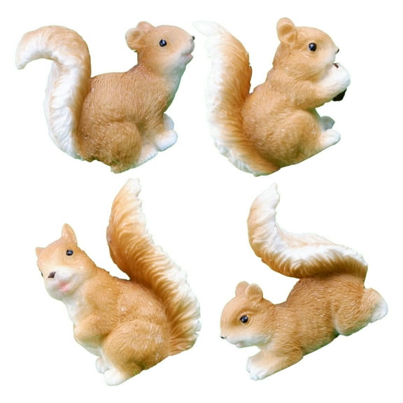 4 Pcs Toys Cute Squirrel Figurines Squirrel Ornament 4.70X4.50X2.30CM Brown
