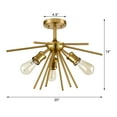 thumbnail image 2 of Venezia Mid Century Ceiling Light Sputnik Chandelier Fixture-Natural Brass, 2 of 8