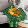 thumbnail image 3 of St Patricks Day Blanket Soft Cozy Warm Twin Blanket for Bed, Plush Fuzzy Flannel Fleece Blankets for Sofa, Gold Coin Green Shamrock Spring Watercolor Plaid Throw Blankets for Couch Gifts, 60"x80", 3 of 9