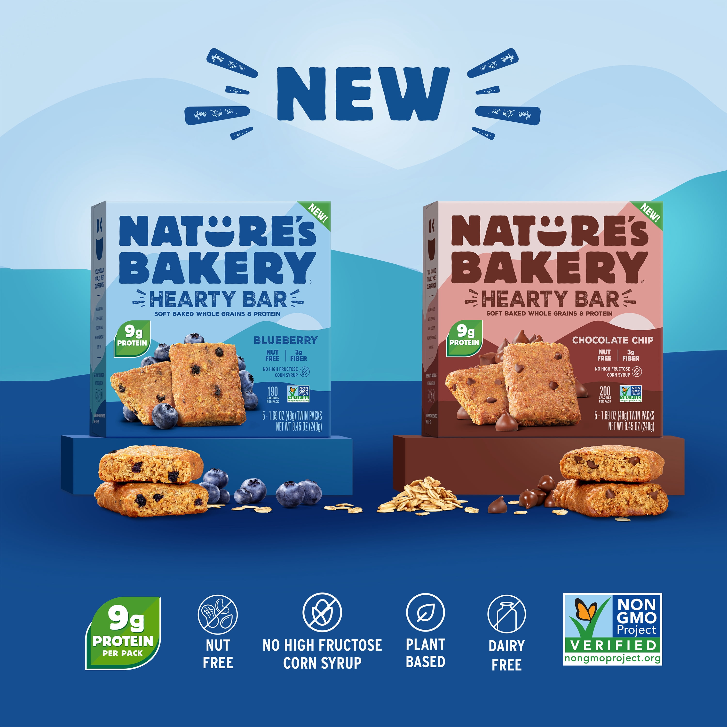 Nature's Bakery Hearty Bar Variety Pack, 1.69 oz Snack Bars (30 Bars), Vegan, Non-GMO, Plant-Based