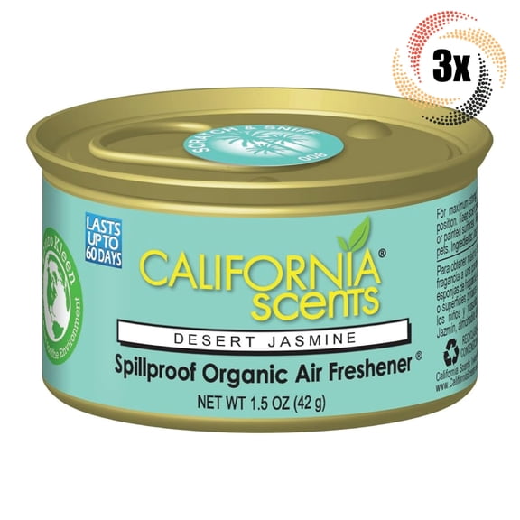 3x Cans California Scents Desert Jasmine Spillproof Air Freshener - 1.5oz