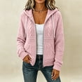 thumbnail image 5 of FENGYOU Womens Zip Up Hooded Cardigan Cable Knit Jacket Loose Casual Long Sleeve Outerwear with Pockets Drawstring Hood Pink XL, 5 of 6