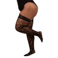 thumbnail image 4 of MeMoi Women's Net Swirl-Pattern Lace-Top Plus Size Thigh High Stockings - Womens - Female, 5X-6X, Black, 4 of 4