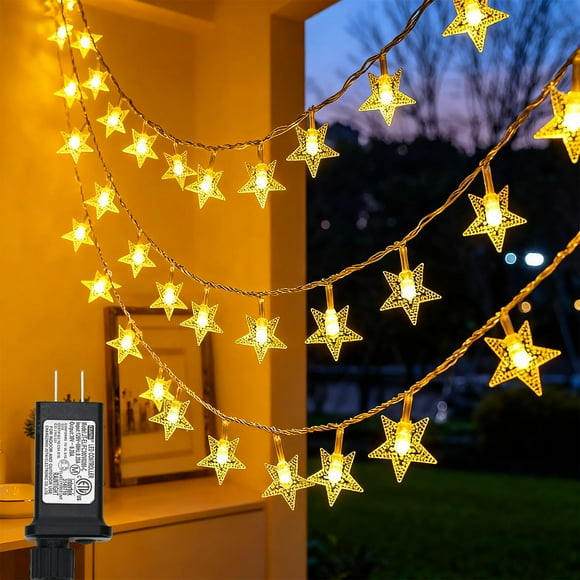 Cadena de luces Star Twinkle Star, paquete de 2, 200 LED, 15 m, color blanco cálido