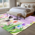 thumbnail image 4 of 8'x10' Area Rugs, Purple Easter Indoor Outdoor Area Rug for Living Room Bedroom, Spring Botanical Floral Rabbit Butterfly Washable Bathroom Rugs Kitchen Floor Carpet Mats Home Decor Aesthetic, 4 of 8