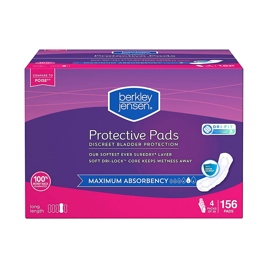 Berkley Jensen Maximum Absorbency Long Pads, Women 156 Count.