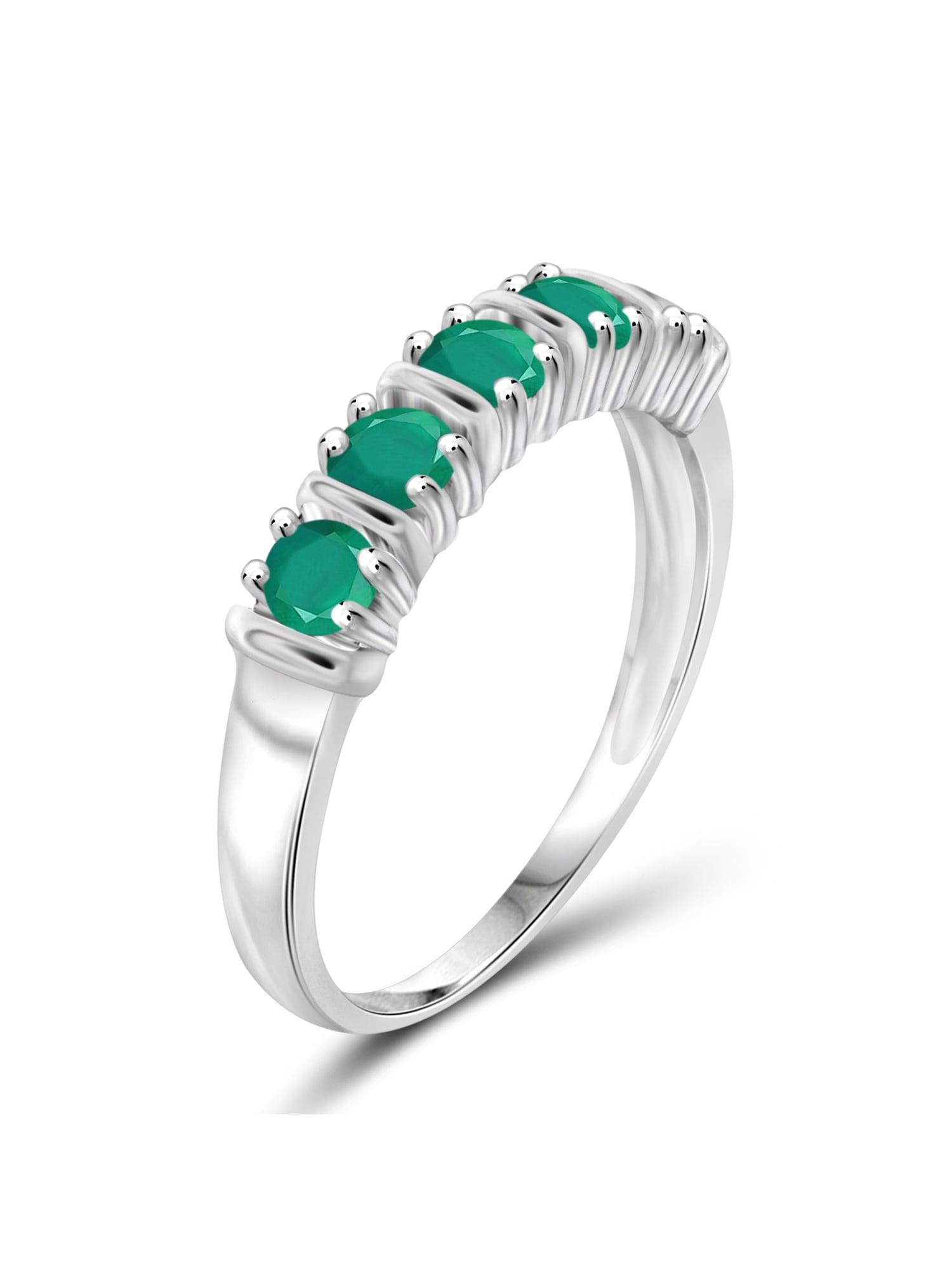 JewelersClub Emerald Ring Birthstone Jewelry – 0.60 Carat Emerald 0.925 Sterling Silver Ring Jewelry – Gemstone Rings with Hypoallergenic 0.925 Sterling Silver Band