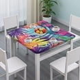 thumbnail image 3 of Colorful Tropical Leaf Pattern Square Fitted Tablecloth with Elastic Edge,Square Table Cover,Washable Elastic Table Cover for Home Kitchen Party Decor 34"x34", 3 of 6