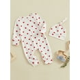 thumbnail image 3 of Suealasg Newborn Boys Girls 2 Piece Valentine Outfits Long Sleeve Heart Print Jumpsuit Hat Infant Baby Spring Footies Rompers Sleepwear, 3 of 9
