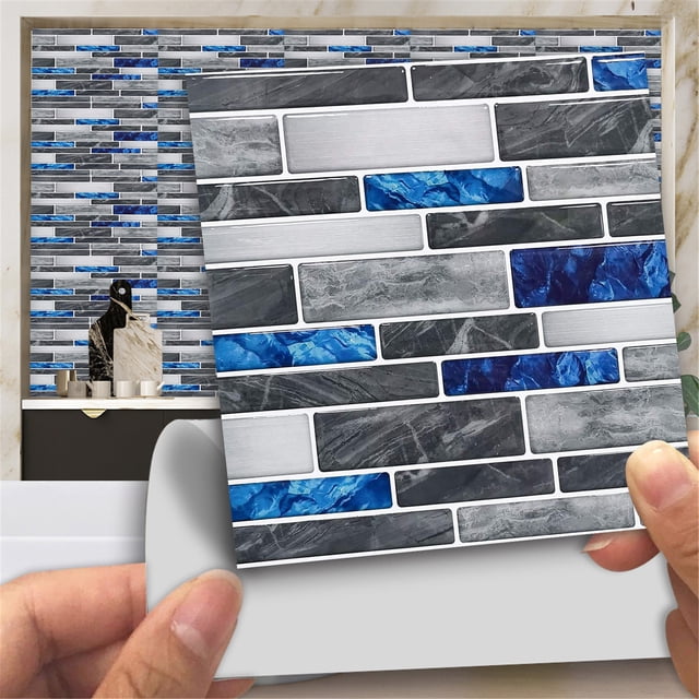 1Set 10pc Adhesive Tile 3D Sticker Kitchen Bathroom Wall Sticker Decoration