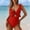 Red, variant on One Piece Swimsuit for Women Tummy Control Ruffle Bathing Suit V Neck Ruched Swim Suit Slimming Cutout Swimwear
