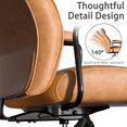 thumbnail image 5 of HomeZeer Executive Office Chair, Leather Desk Chairs with Wheels, Ergonomic Desk Chair with Arms, Mid Century Modern Reclining Computer Task Home Chair with Lumbar Support, Brown, 5 of 11