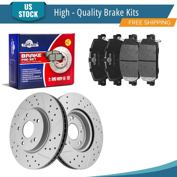 YXPCARS Front Brake Kits (981022, 1654), Drilled & Slotted Brake Rotors   Ceramic Brake Pads Kit for 2013-2021 Honda Accord