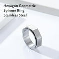 thumbnail image 2 of Silver Hexagon Ring for Men, 8MM Spinner Ring, Man's Fidget Ring Anxiety Ring, 2 of 4