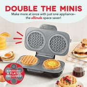 Dash Multimaker Double Mini Waffle Maker, 6 Removable Plates, Cream