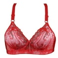 thumbnail image 2 of YWDJ Bras for Women Plus Size Back Closures Sleep Bras Wirefree Comfy Bras Adjustable Straps Half Cup Push up Hollow Lounge Bras Padded Plus Size Comfy Wide Strap Bras Wrap Comfortable Bras Red L, 2 of 3