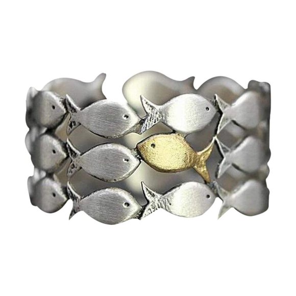 Anillo De Estilo De Pez Dorado Abierto Ajustable Para Mi Hija Que Nada Contra El Anillo Actual Anillo De Dedo Ajustable Para Mujer Yuarrent AP005520-00