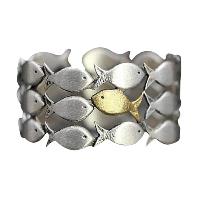 Anillo De Estilo De Pez Dorado Abierto Ajustable Para Mi Hija Que Nada Contra El Anillo Actual Anillo De Dedo Ajustable Para Mujer Yuarrent AP005520-00