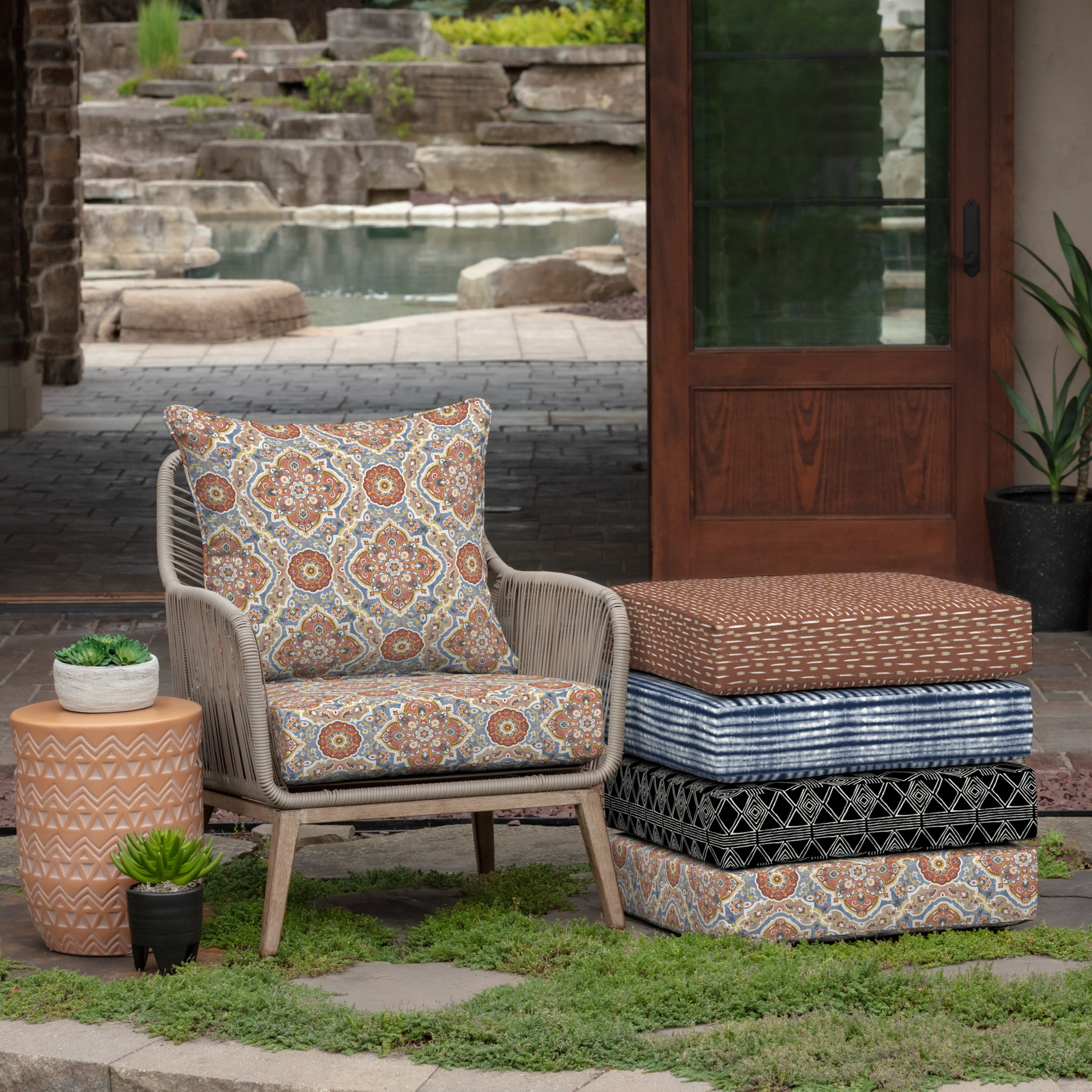 Favoyard Outdoor Seat Cushion Set 24 x 24 Inch Waterproof & Fade Resistant  Patio Furniture Cushions with Removable Cover Deep Seat & Back Cushion with