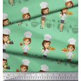 thumbnail image 2 of Soimoi Velvet Fabric Cook Girl Printed Craft Fabric by the Yard 58 Inch Wide, 2 of 3