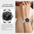 thumbnail image 2 of Women Watch Quartz Lady Wristwatch with Solid Stainess Steel Band Luminous Pointer 3ATM Waterproof Watch Gift for Woman, 2 of 8