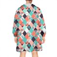 thumbnail image 2 of Orange Green White Checkerboard Checkered Pattern Wearable Oversized Blanket,Wearable Blanket Hoodie for Adults,Cozy Hooded Blankets with Super Pockets,Super Warm Fuzzy Pullover for Women & Men, 2 of 6