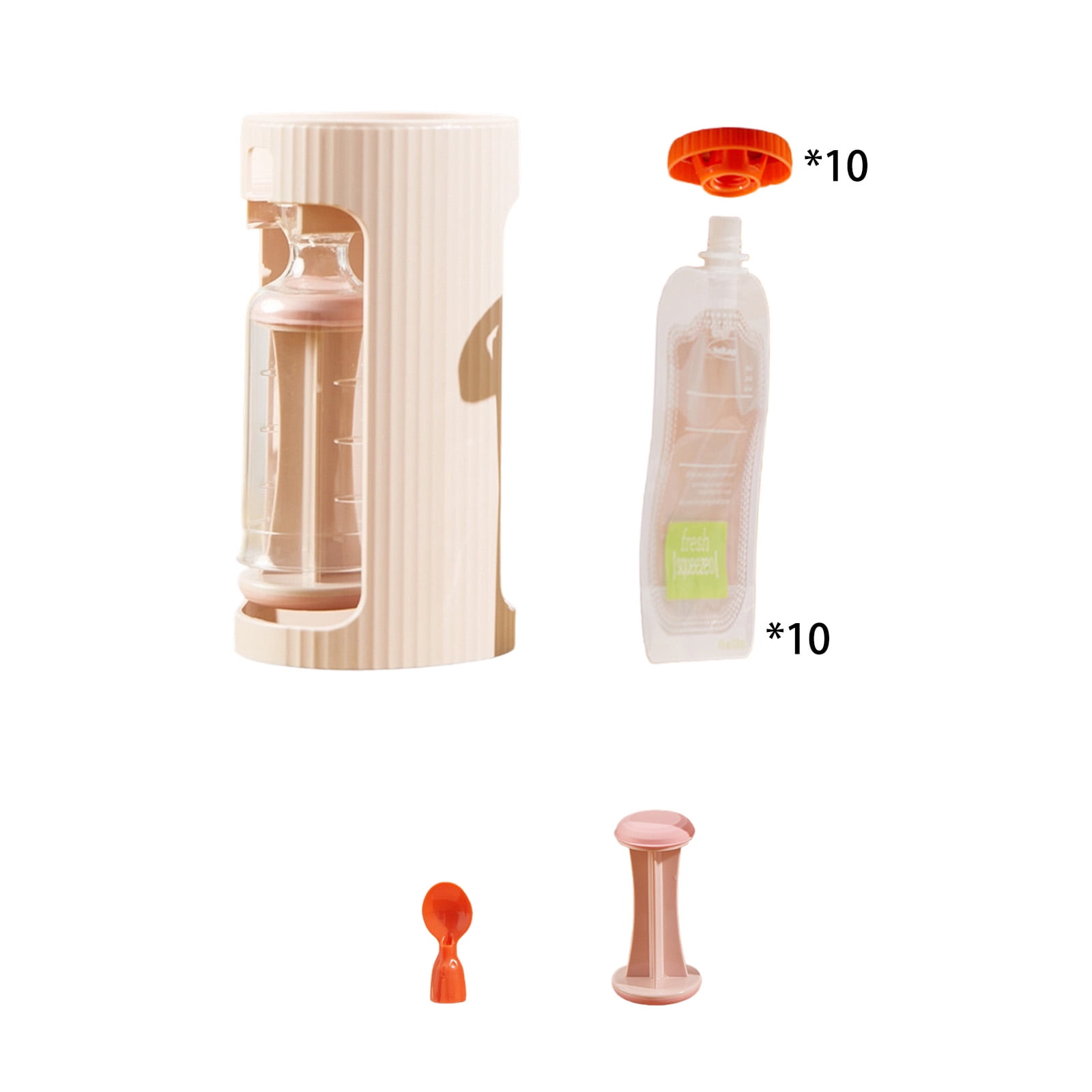 Baby Fruit Puree Maker With 118ml Storage Bags Grade Squeeze Feeder Manual Operate Easy Cleaning For Travel