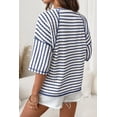 thumbnail image 4 of Womens Summer Tops Striped Color Block Short Sleeve T Shirts Oversized Casual Crewneck Tee Blue S, 4 of 4