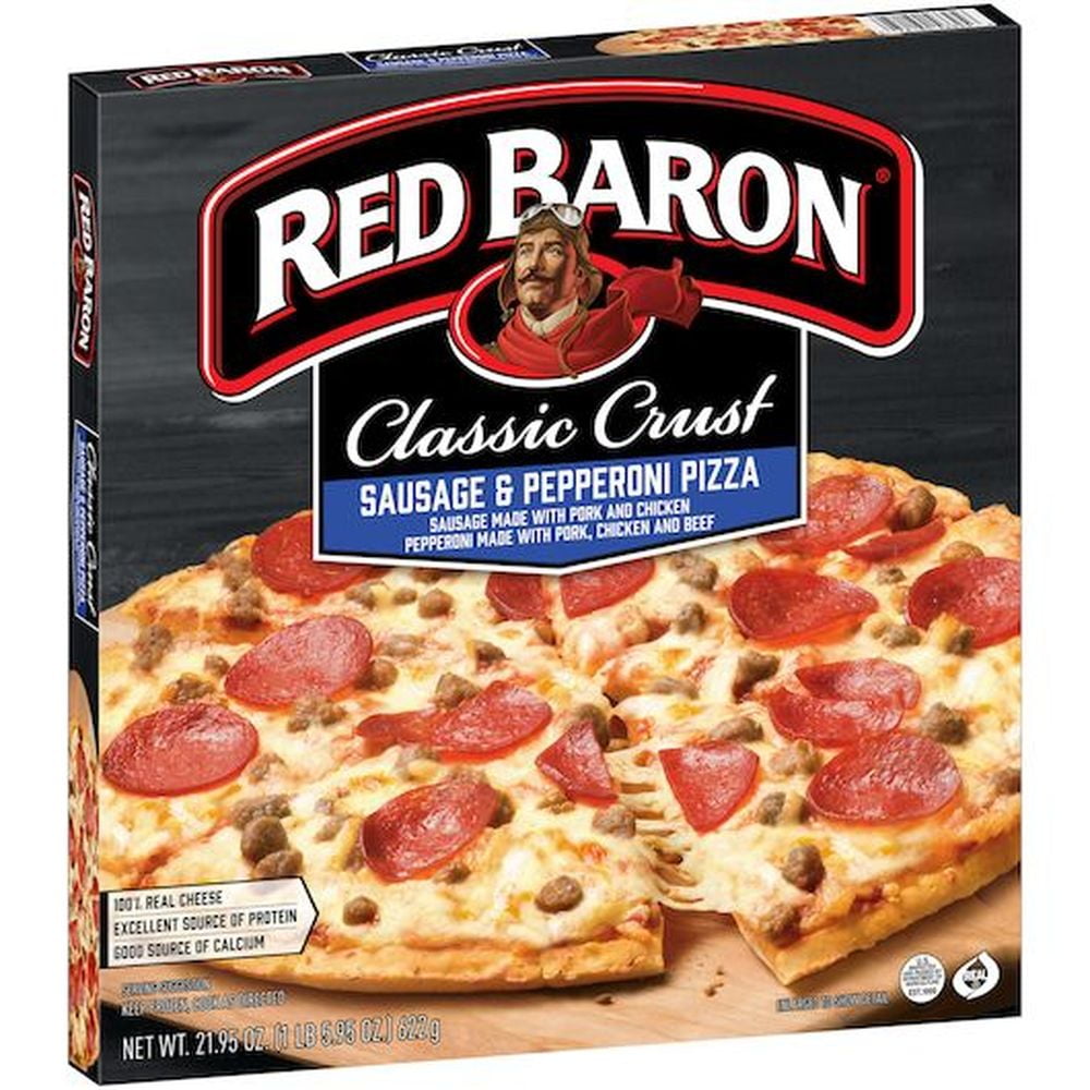 Red Baron Classic Sausage and Pepperoni Crust Pizza, 21.95 Ounce -- 16 per case