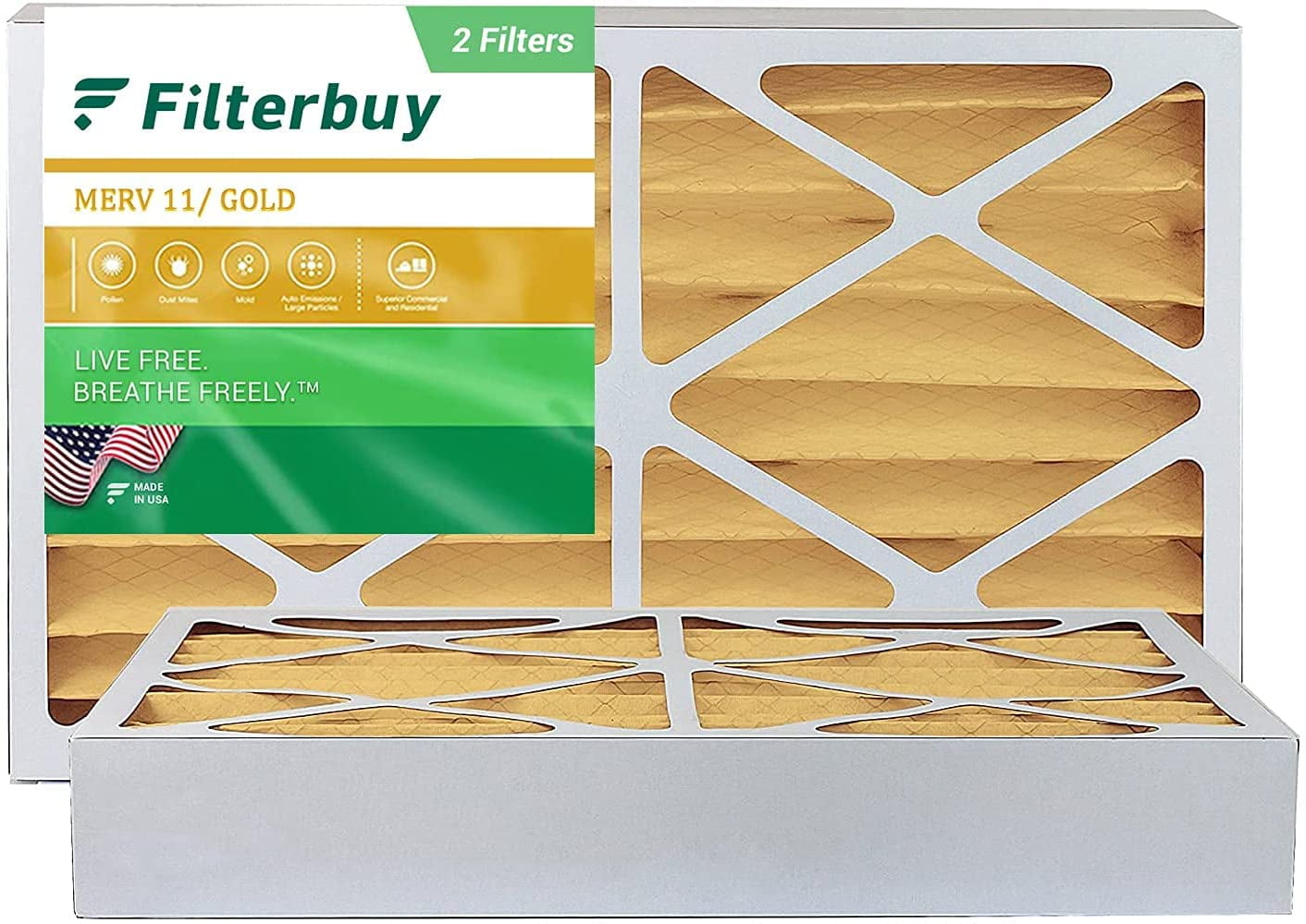Filterbuy 16x25x4 MERV 11 Pleated HVAC AC Furnace Air Filters (2Pack