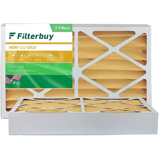 Filterbuy 16x25x4 MERV 11 Pleated HVAC AC Furnace Air Filters (2Pack