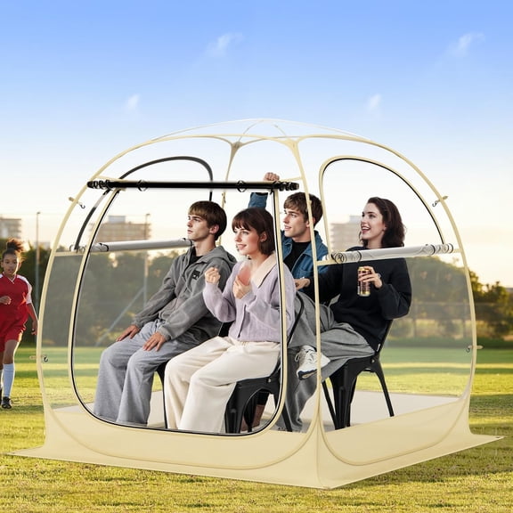 FASCK All Weather Pop Up Instant Tent for 5-6 People, With Waterproof Tarp Floor, Outdoor Clear Bubble for Sports Events, Fishing, Camping, Cheering (6x5.4Ft)
