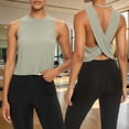 thumbnail image 5 of Tqcoqu Womens Open Back Workout Shirts Cropped Yoga Tank Tops Backless Athletic Clothes,Gray Women's S-XXL, 5 of 8