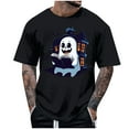 thumbnail image 2 of FDGIU Men's Halloween T-Shirt Plus Size Short Sleeve Shirts - Ghost Pumpkin Graphic Tee, Spooky Funny Costume Top, Loose Fit Short Sleeve Casual Shirt, 2 of 5