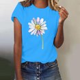 thumbnail image 5 of Hauts d'Été pour Femmes, Blouses Décontractées Élégantes 2024, T-Shirts à Manches Courtes Imprimés, Col Rond, Ample, Bleu, 5 of 5