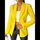 thumbnail image 2 of Blazer de Negocios para Mujer, Chaqueta de Traje de Larga con Abertura Frontal, Abrigo con Botones de Diamantes de Imitación, Ropa de Oficina Amarillo S, 2 of 8