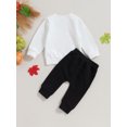 thumbnail image 4 of Wassery Infant Baby Boys Halloween Outfits Set Long Sleeve Pumpkin Ghost Letters Print Sweatshirt Long Pants 6M 12M 18T 24T 3T Toddler 2Pcs Fall Winter Halloween Clothes, 4 of 8