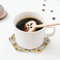 thumbnail image 5 of Yiaed Music Dancing Cat Print Leather Coasters for Drinks - Cup Coasters Coffee Table Kitchen Table Bar, Home & Office Gifts Handmade Drink Coasters-Hexagon, 5 of 6