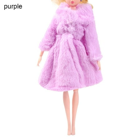 

Girl Gifts Suitable for 27-29cm Clothing Accessories Mini Winter Overcoat Long Coat Nightgown Party Dressing PURPLE