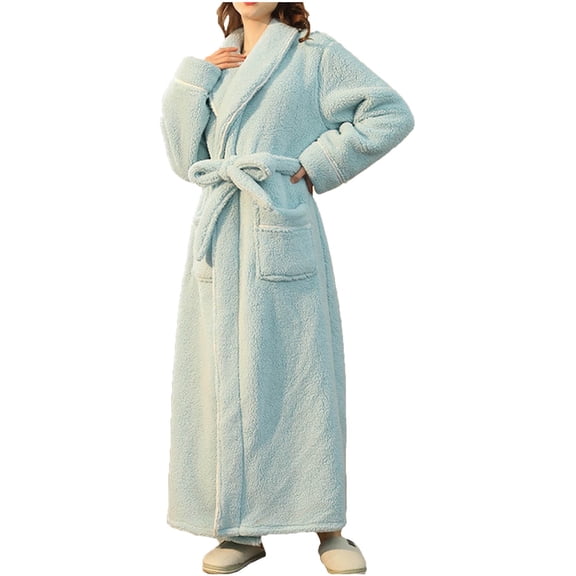 Pajamas for Night Sweats Women's Plush Robes Long Bathrobes Collar Nightgown Home Wear Warm Comfy Fleece Spa Loungewear with Pockets S-28 Mint Green 3XL