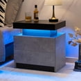 thumbnail image 1 of Table de Chevet LED avec Tiroir, Armoire LED Moderne avec 2 Tiroirs pour Chambre, Gris, 1 of 6