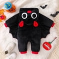 thumbnail image 6 of Bainana Halloween Girls Boys Bat Romper Adorable Long Sleeve Zipper Hooded Bodysuit Unisex Theme Events Party Dress Up Jumpsuit Size 1-3 Months Black, 6 of 7