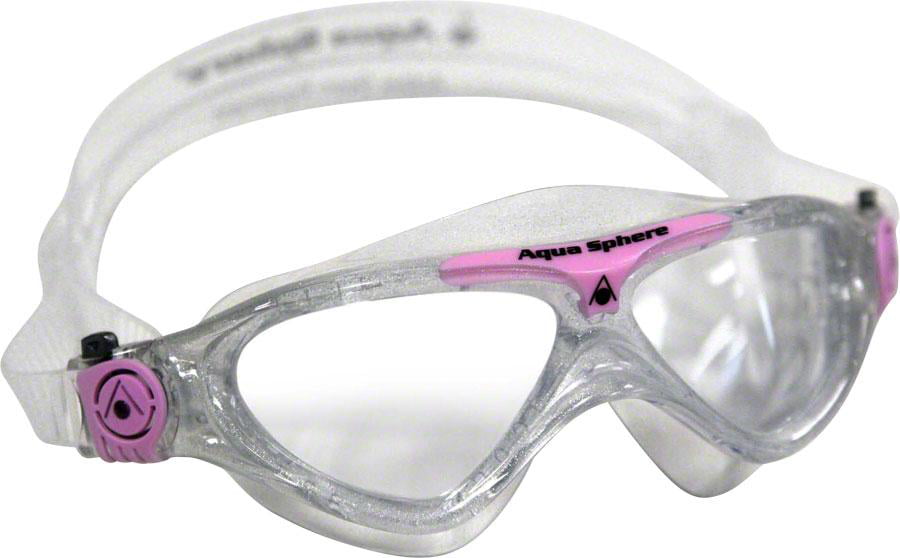Black/Pink/Clear Lens, Aqua Sphere Unisex Adult Vista Open Water Swimming Mask 